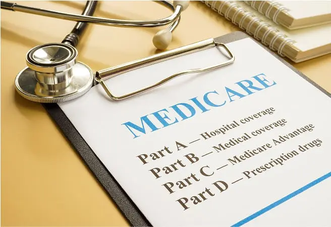 A clipboard with a medical document titled 
